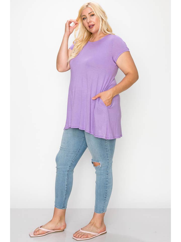 MOA COLLECTION - Vendita all'ingrosso Tunica - Donna - Tunica da donna Casual Taglie forti Manica corta Tinta unita Top27