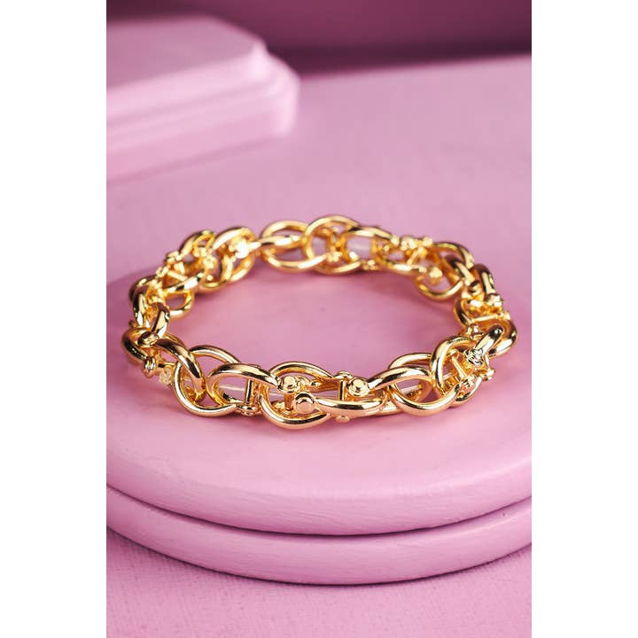 GOLD GD Horseshoe Link Bracelet for wholesale on Faire
