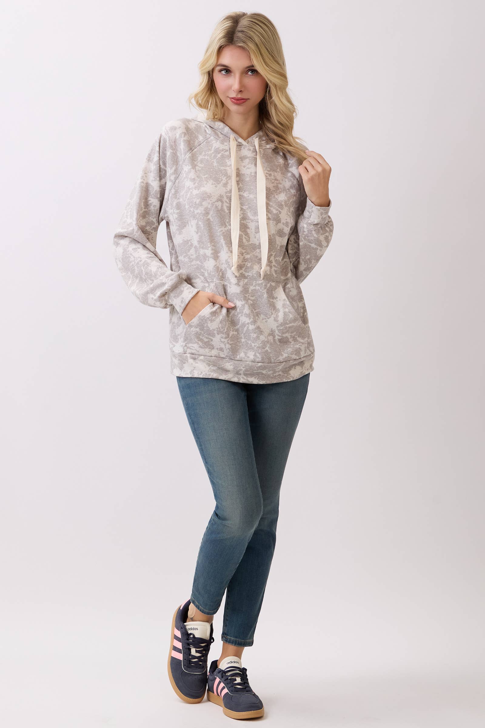 BOMBOM - Wholesale Hoodie - Women's - TL2106 Marble Wash Knit Hoodie5