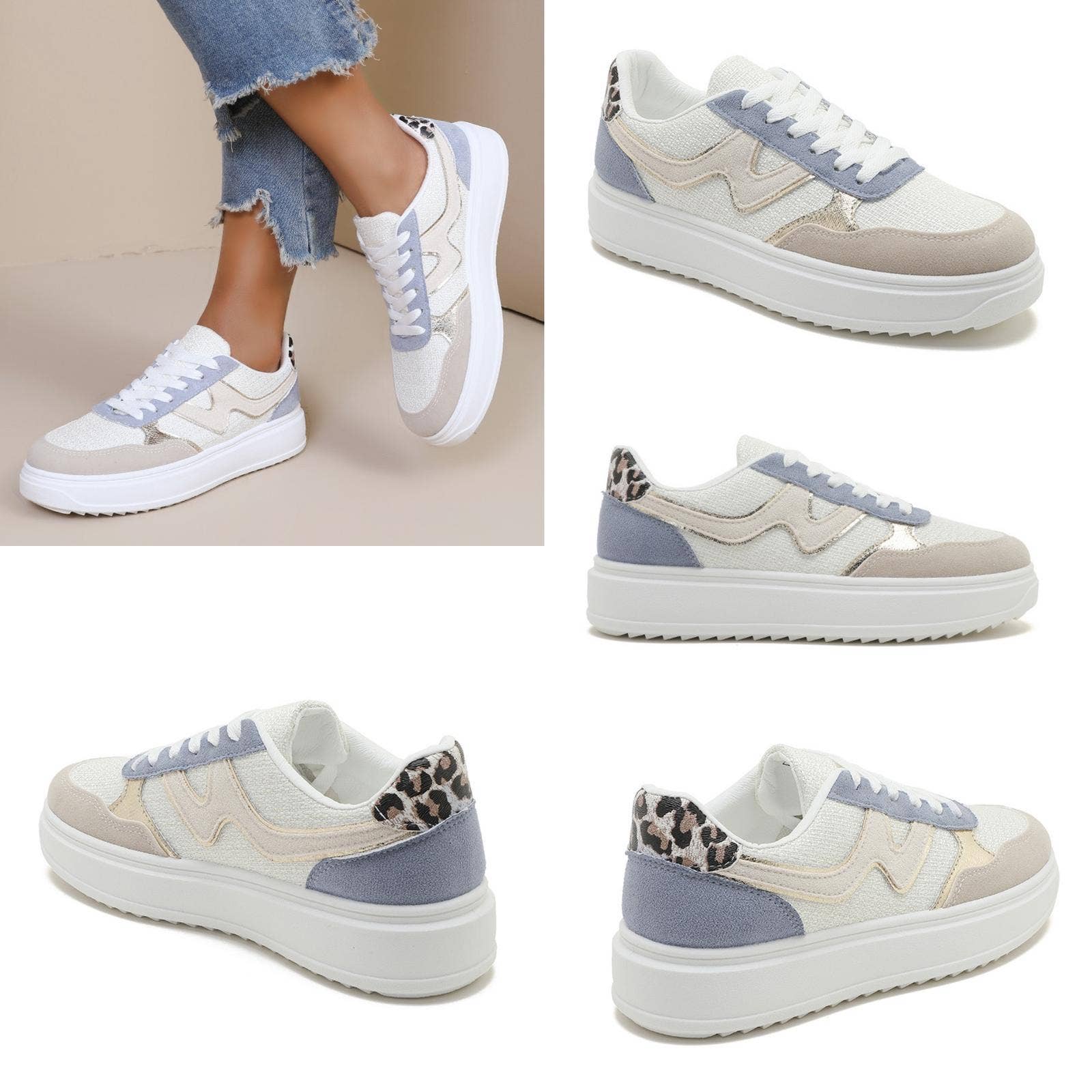 No Doubt Shoes - Vendita all'ingrosso Sneakers di tendenza - Donna - Sneakers donna con suola spessa e dettagli a contrasto con lacci2