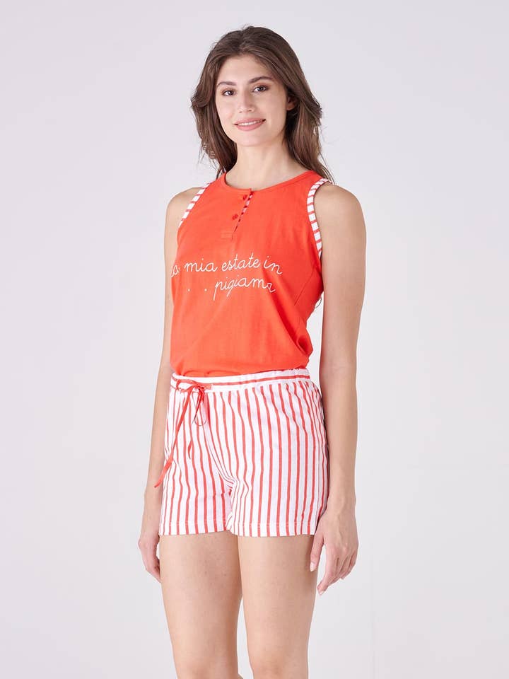 Women's Sleeveless Top and Short Pajama Set for wholesale by Pigiamiamoci