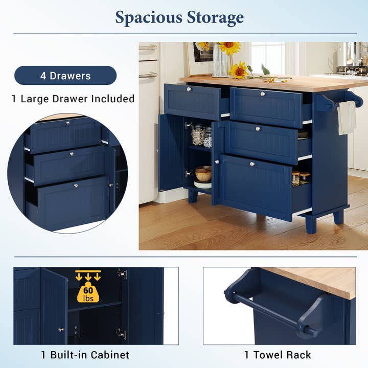 Blue Farmhouse Kitchen Island Set for wholesale on Faire2