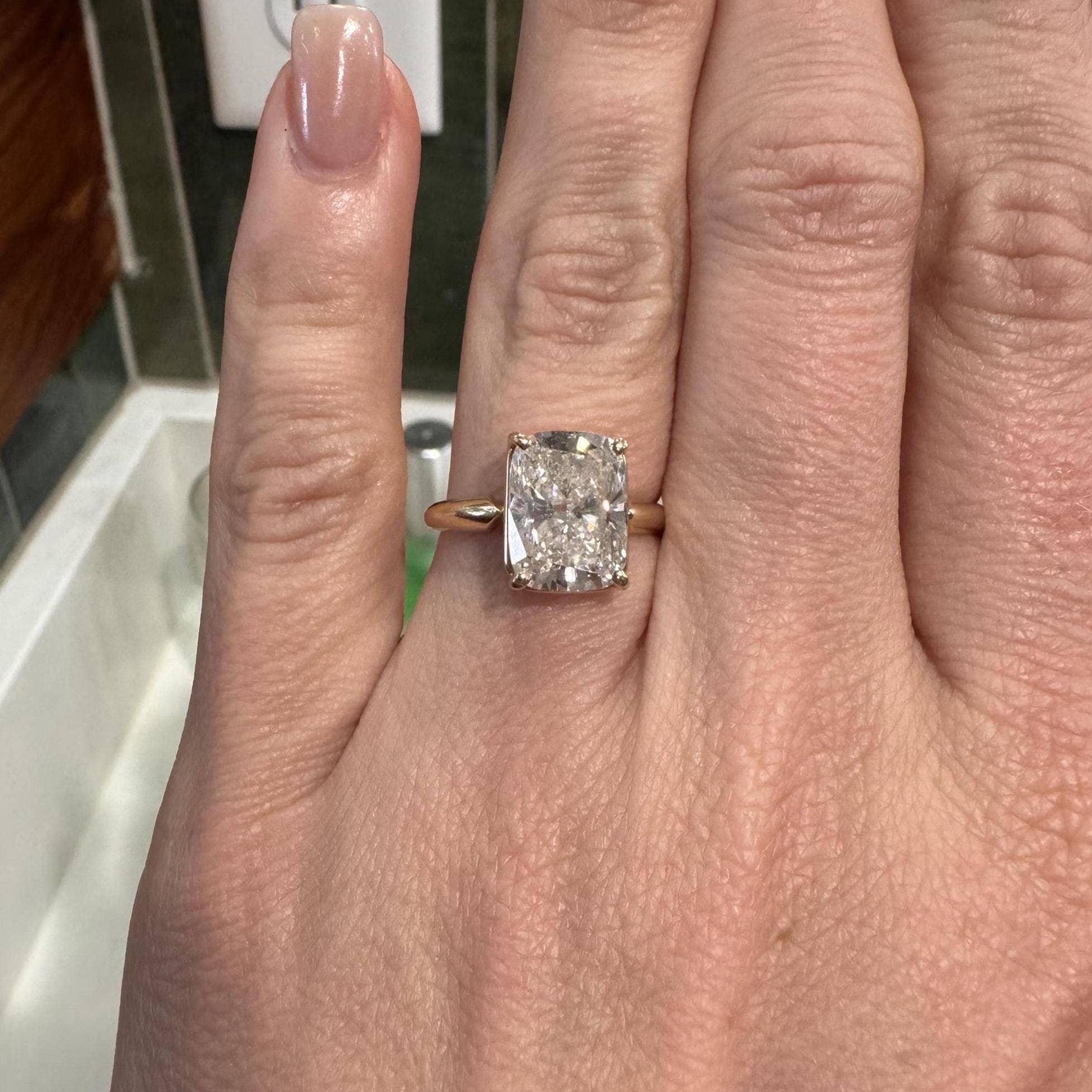 Elegant Jewels LLC - Wholesale Engagement Ring - 5 Ct Cushion Lab Grown Diamond Solitaire Ring, 14 K Gold
1