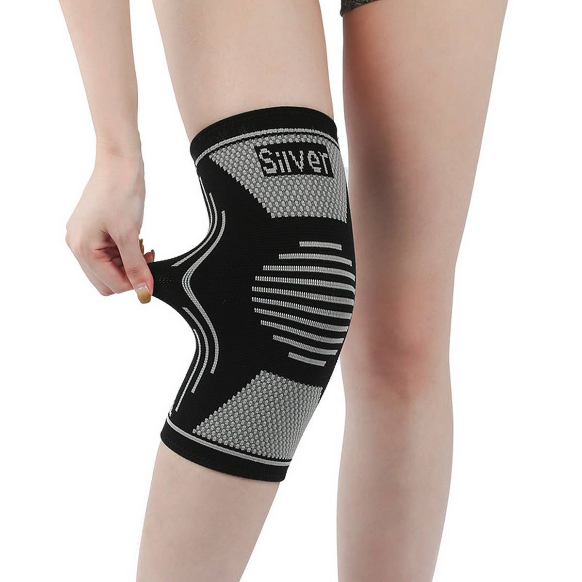 Black Silver Fiber Sports Knee Brace,Odor-Free&Breathable_CWMM7885 for wholesale on Faire0
