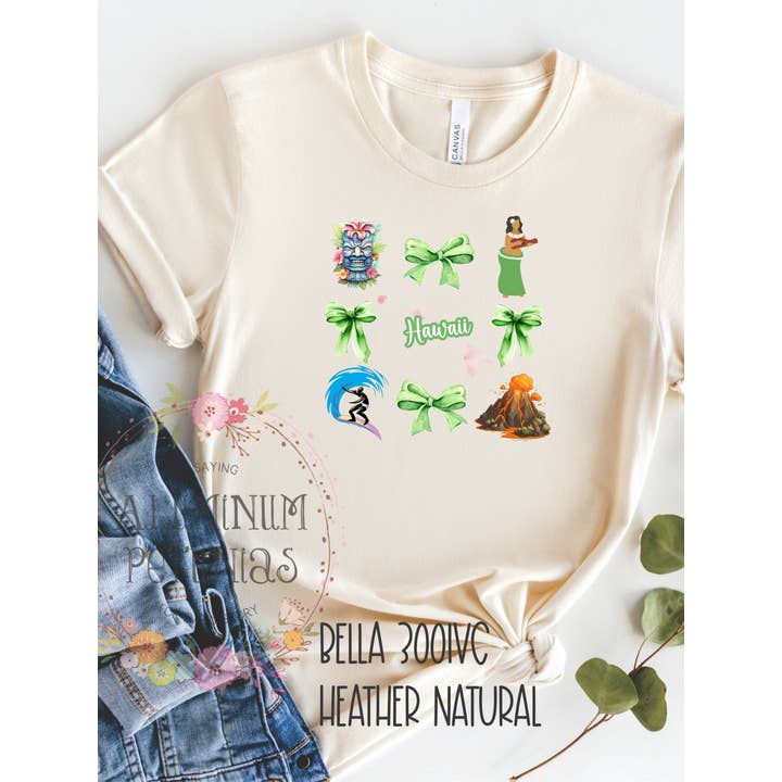 Hawaii Coquette Graphic Tee for wholesale by Aluminum Petunias