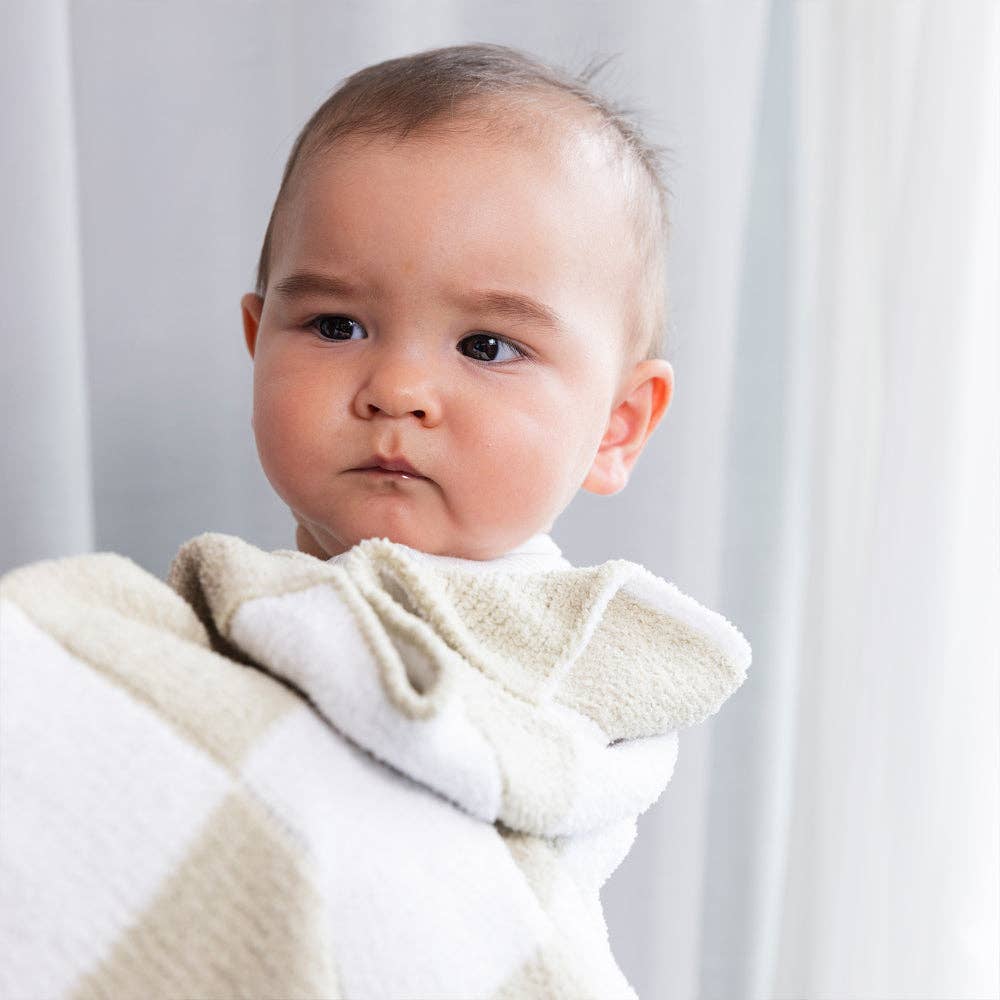 Living Textiles - Wholesale Bedding Blanket - Kids & Baby - Knitted Chenille Blanket - Taupe Check3