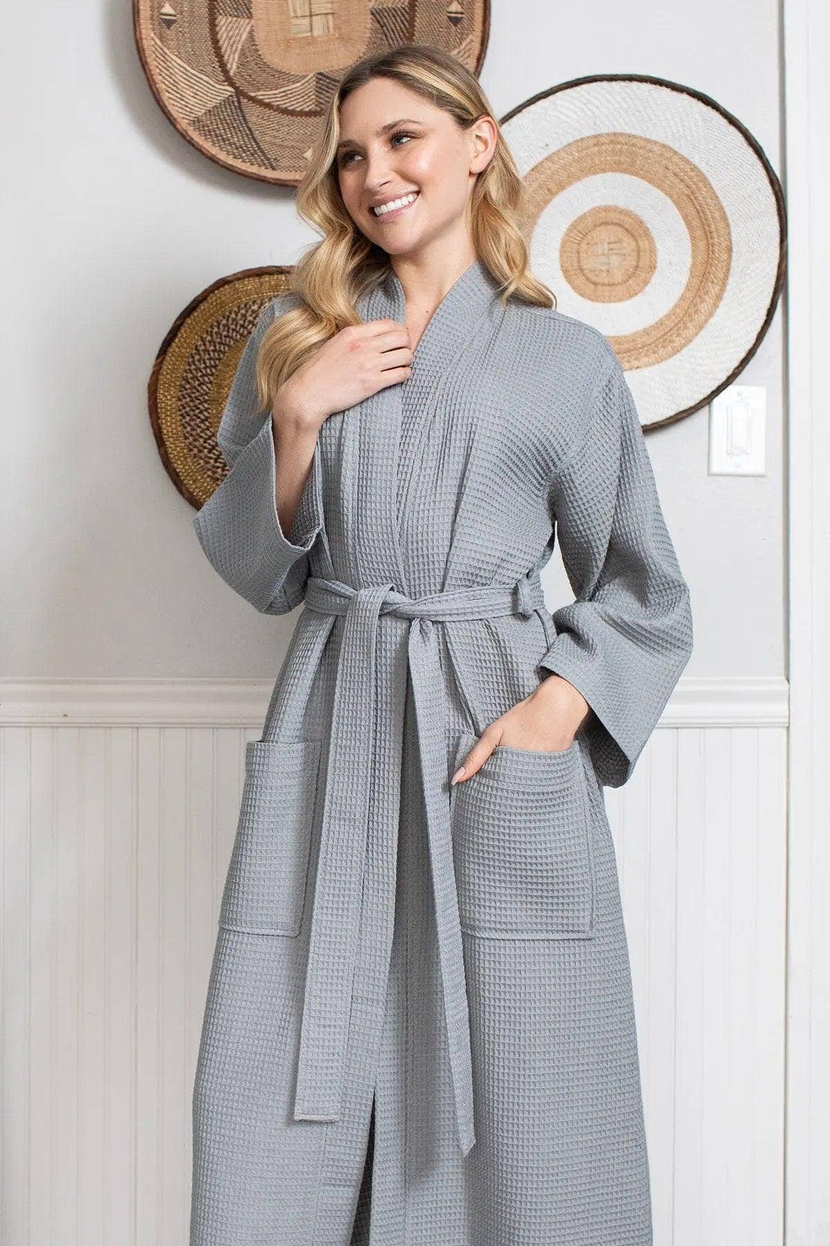 Lotus Linen - Wholesale Robe - Women's - Lightweight Cotton Waffle Robe for Women- SPA Bathrobe6
