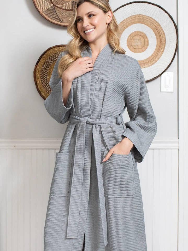 Lotus Linen - Wholesale Robe - Women's - Lightweight Cotton Waffle Robe for Women- SPA Bathrobe6