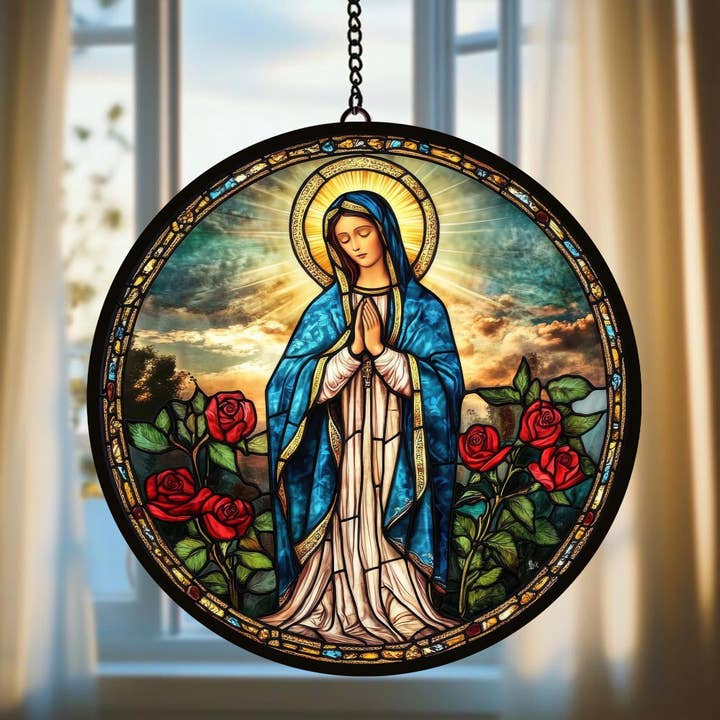 NVC Ecommerce LLC - Vendita all'ingrosso Acchiappasole - Signora di Guadalupe Pietra Preziosa Rosa Girasole, Decorazione per Mamma Messicana