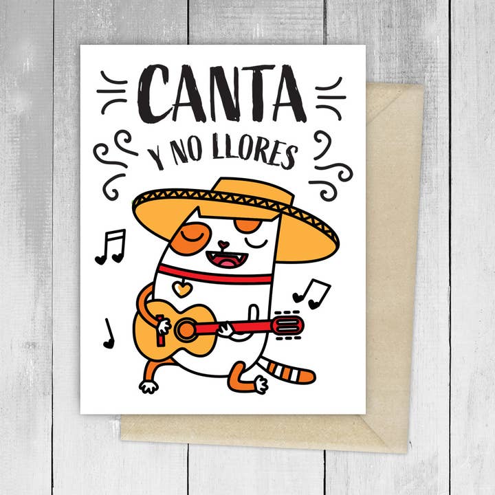 Syng, græd ikke. Spansk lykønskningskort for engroshandel hos Viva Greetings