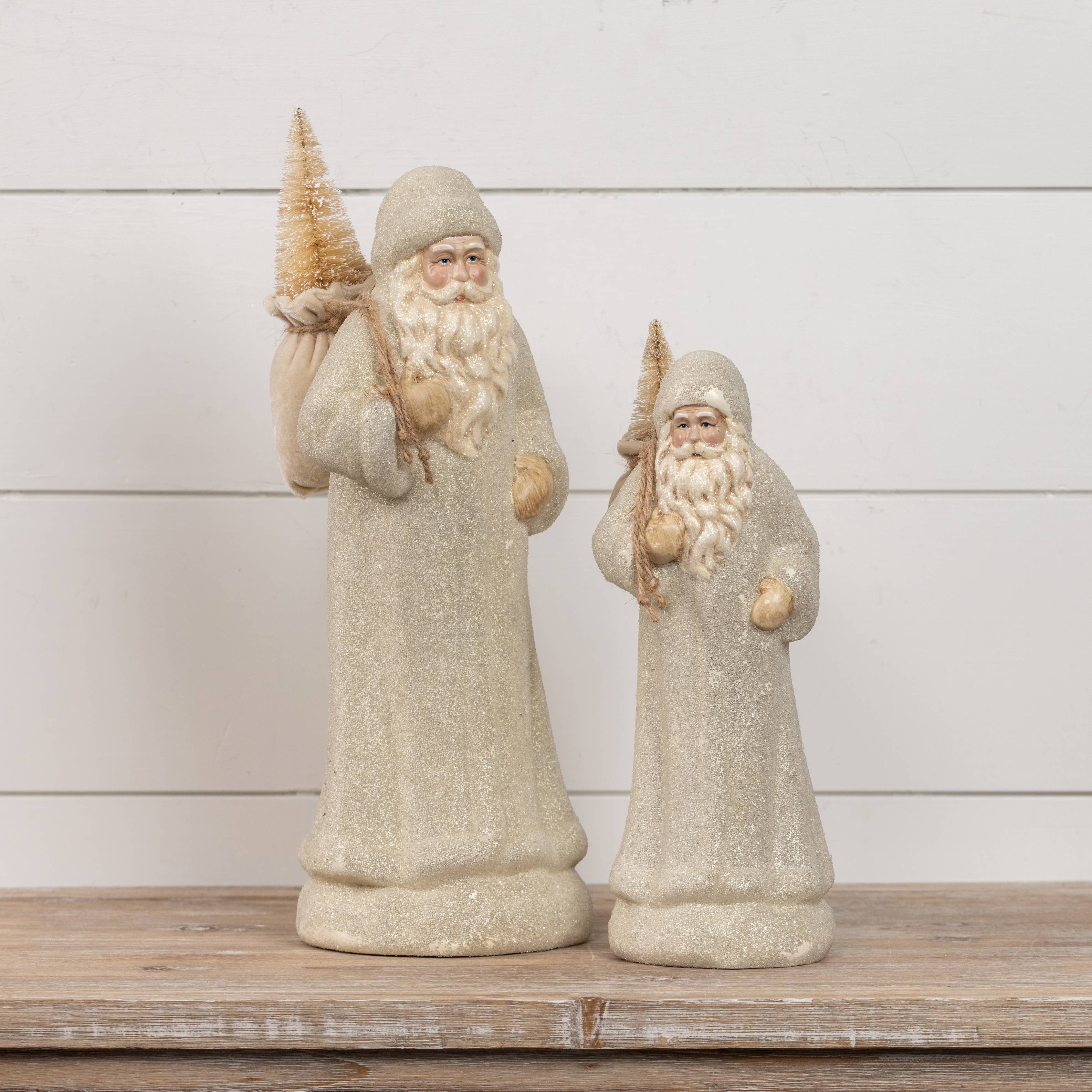 Ragon House - Wholesale Christmas Decoration - 16" IVORY SANTA W/ SNOWY TREE4