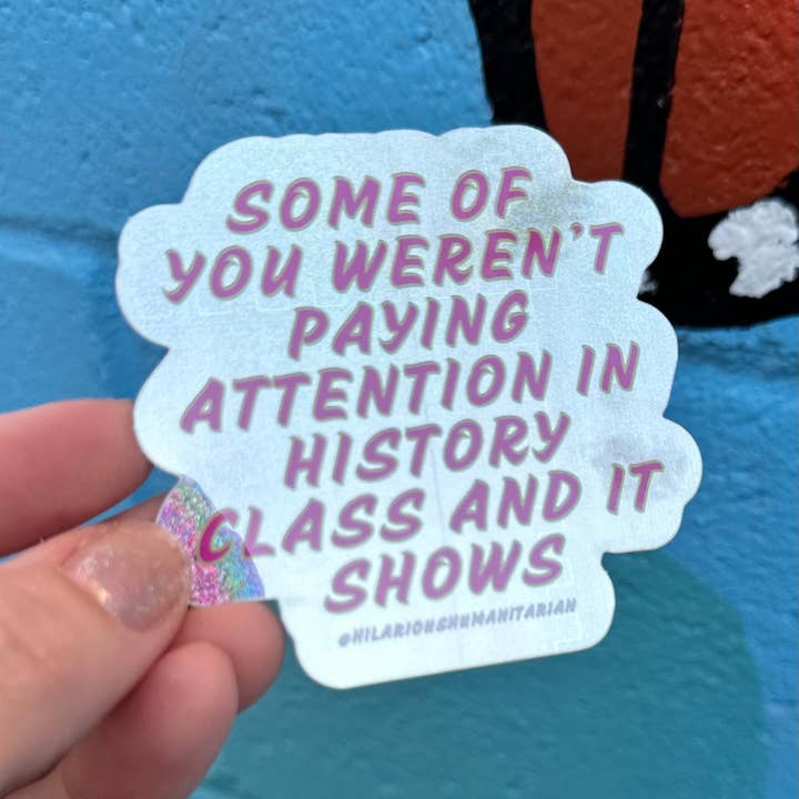 Hilarious Humanitarian - Wholesale Sticker - Some Of You Weren't Paying Attention In History Class And It Shows Pixie Glitter Sticker1