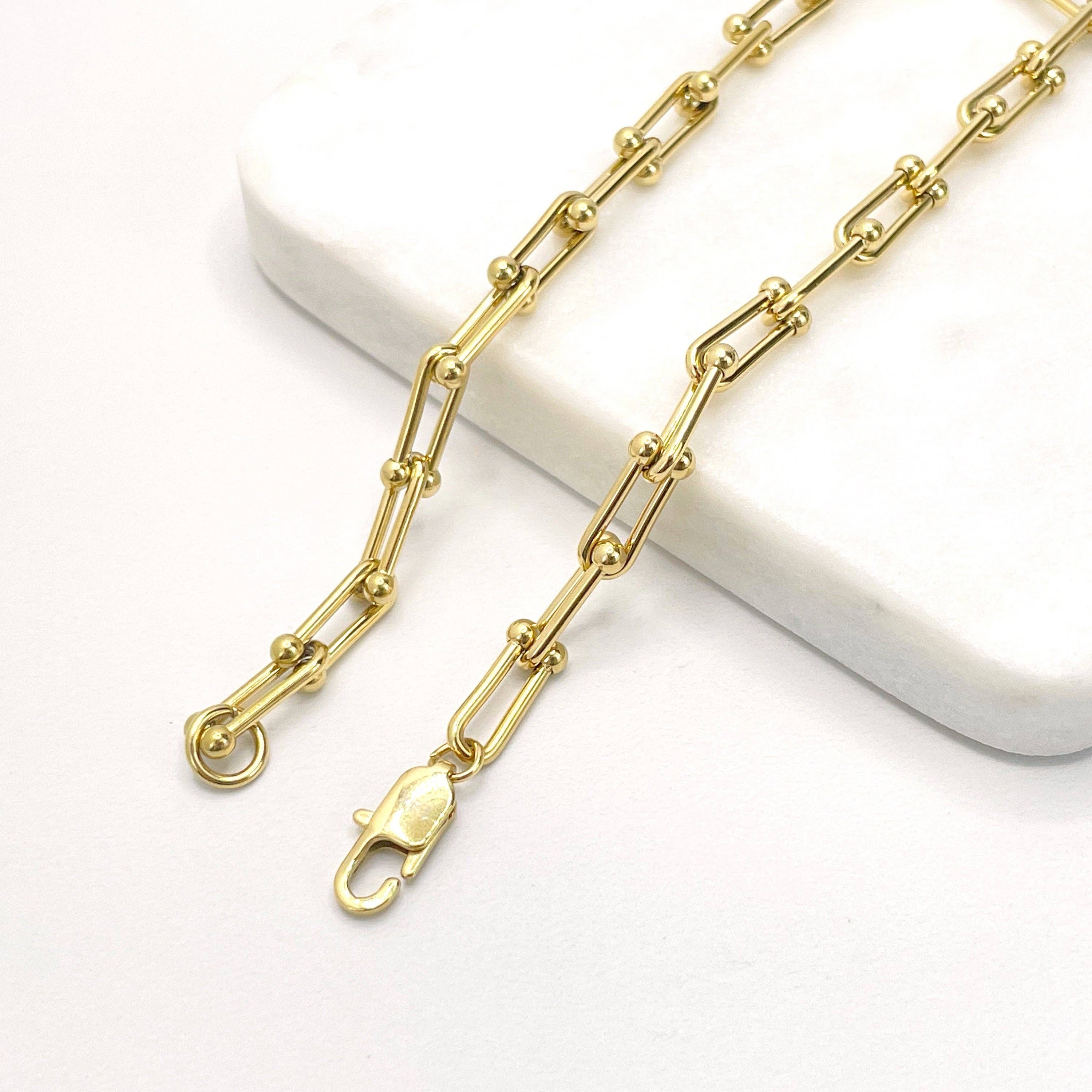 Luxus Accessories – Pulseira de elo e corrente por atacado – Pulseira de 5 mm em U Link preenchida com ouro 18k2