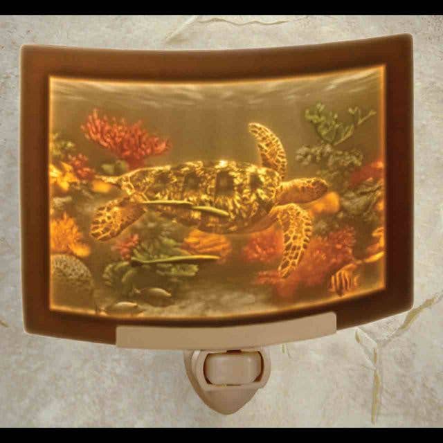 Sea Turtle Porcelain Lithophane Colored Night Light for wholesale by The Porcelain Garden Inc.