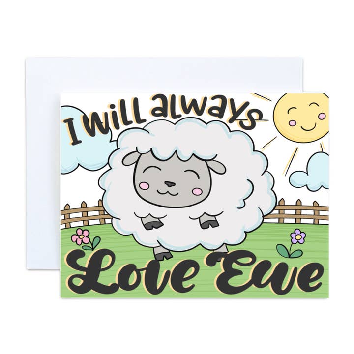Sheep Love Ewe Funny Pun Farm Animal Love Greeting Card for wholesale by Simply Crafty