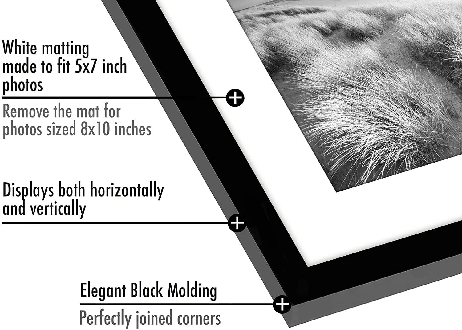 Americanflat - Wholesale Picture Frame - Americanflat Picture Frame with Mat Slim Molding (5 Pack)128