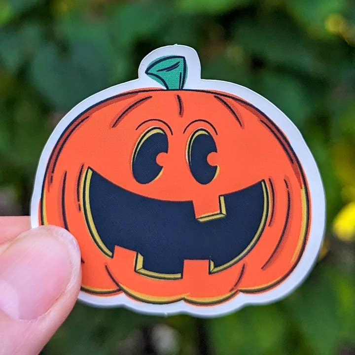Autocollant Citrouille Jack O'Lantern Classique pour la vente par Bolts and Stars
