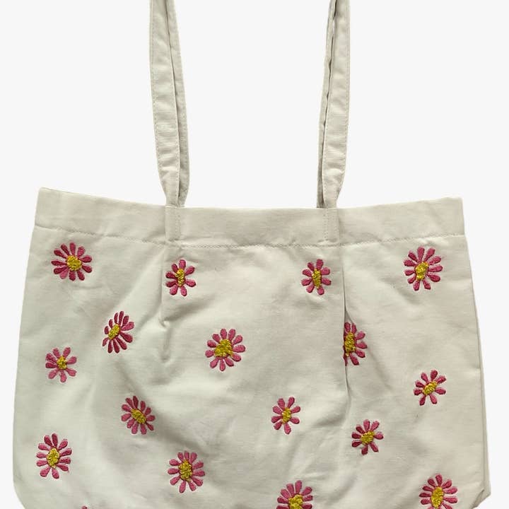 Blomsterbroderi mulepose, blomsterdesign for engroshandel hos HHH Designs