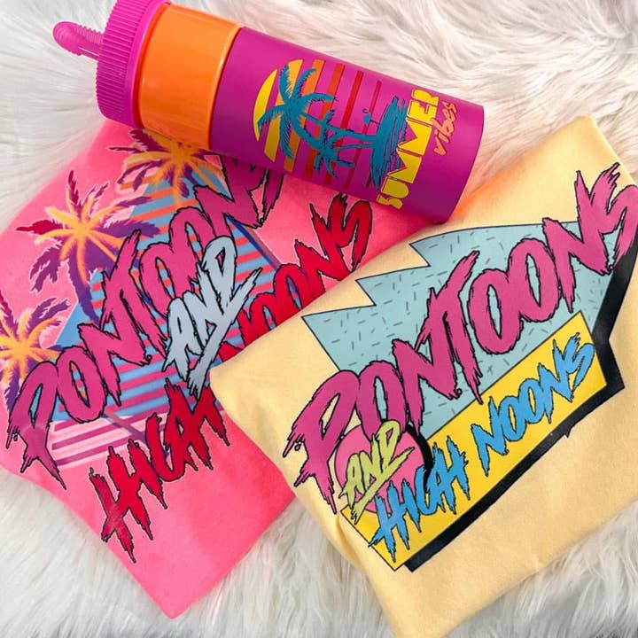 ZZ Threadz - Wholesale Screen Printed T-Shirt - Women's - Palm Trees Pontoons & Noons Comfort Colors Graphic Tee