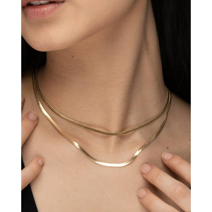 ERIJEWELRY - Wholesale Link & chain necklace - Agnes Herringbone Gold Necklace1