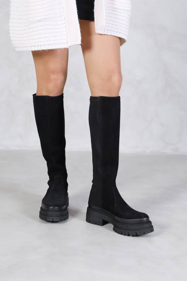 KMB Shoes - Wholesale Boots - Women's - MARGARET BLACK - Knee High Chunky Boots4