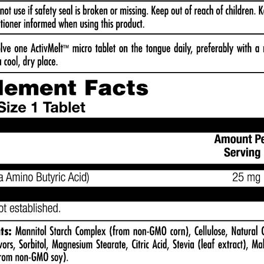 KAL - Wholesale Oral Supplement/Vitamin - GABA 25 mg ActivMelt® Tablets1
