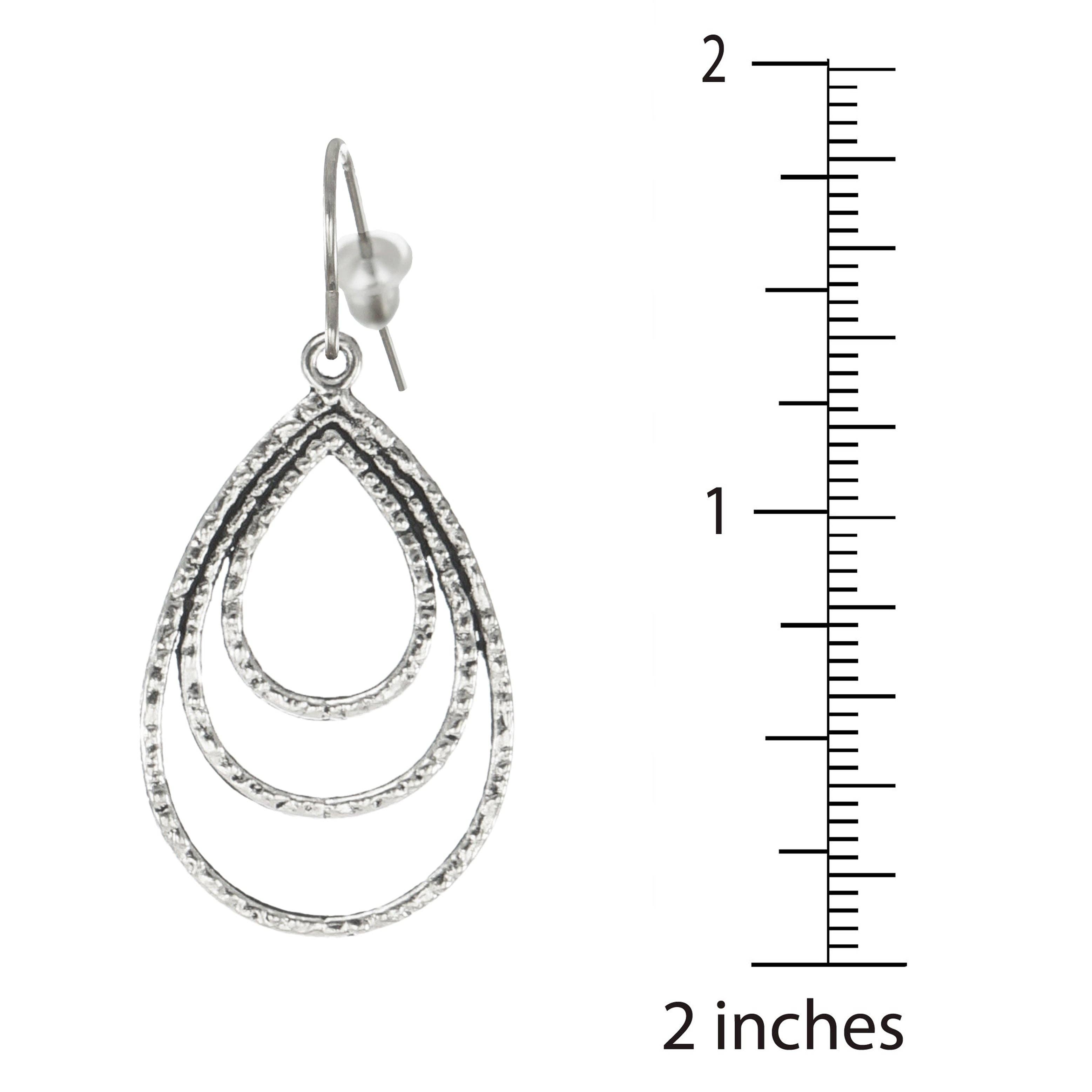 Jewelry by Dawn - Wholesale Dangle Earrings - Hammered Silver Triple Teardrop Minimalist Everyday Earrings, Platinum Ear Wires4