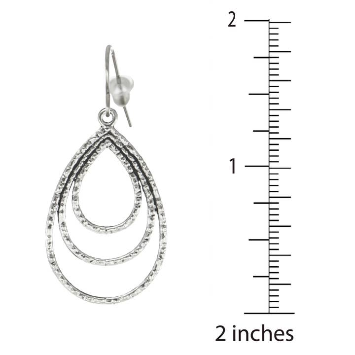 Jewelry by Dawn - Wholesale Dangle Earrings - Hammered Silver Triple Teardrop Minimalist Everyday Earrings, Platinum Ear Wires4