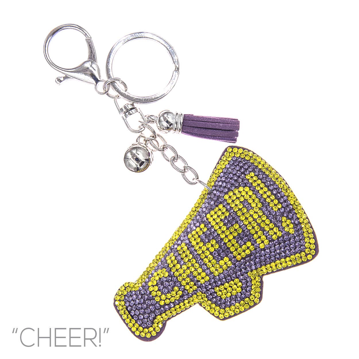 SP Sophia Collection - Wholesale Keychain - Women's - Gameday Rhinestone Pavé "CHEER" Megaphone Keychain 4