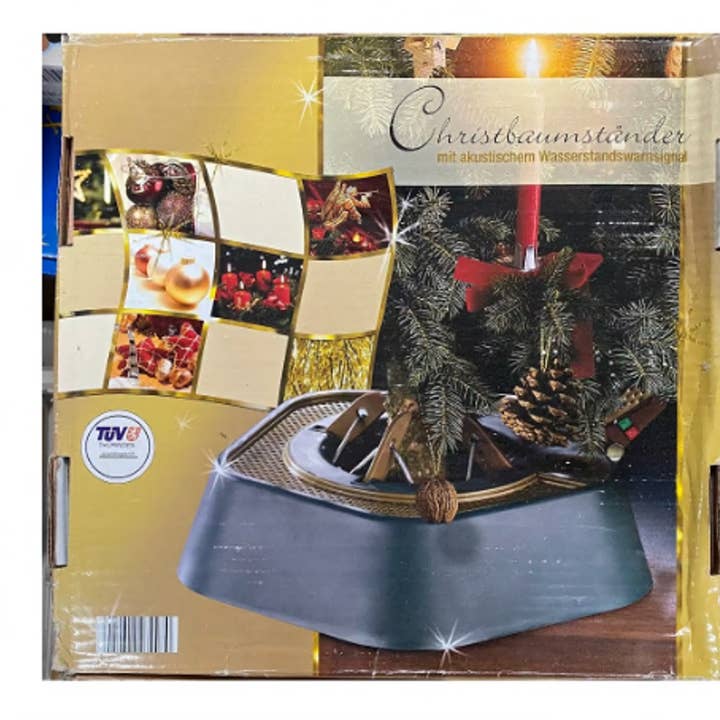 Suporte de árvore de Natal com sinal de aviso acústico de nível de água por atacado de Salzmann Restwaren GmbH