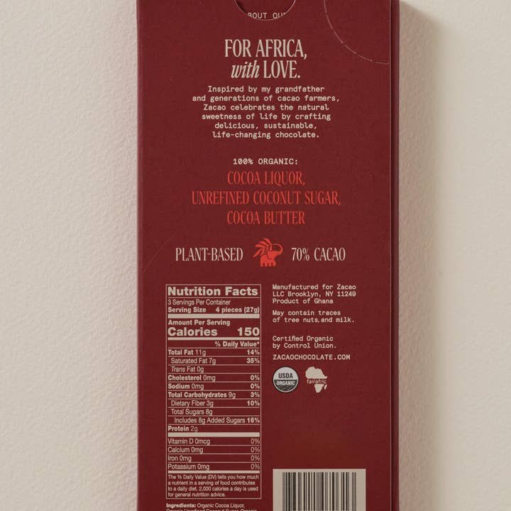 Zacao Chocolate - Wholesale Chocolate Bar - 70% Cacao Dark Chocolate2