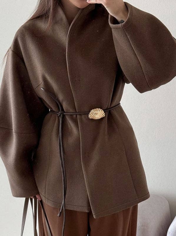 Brown Tailored Wool Blend Womens Coat N5A482 for wholesale on Faire1