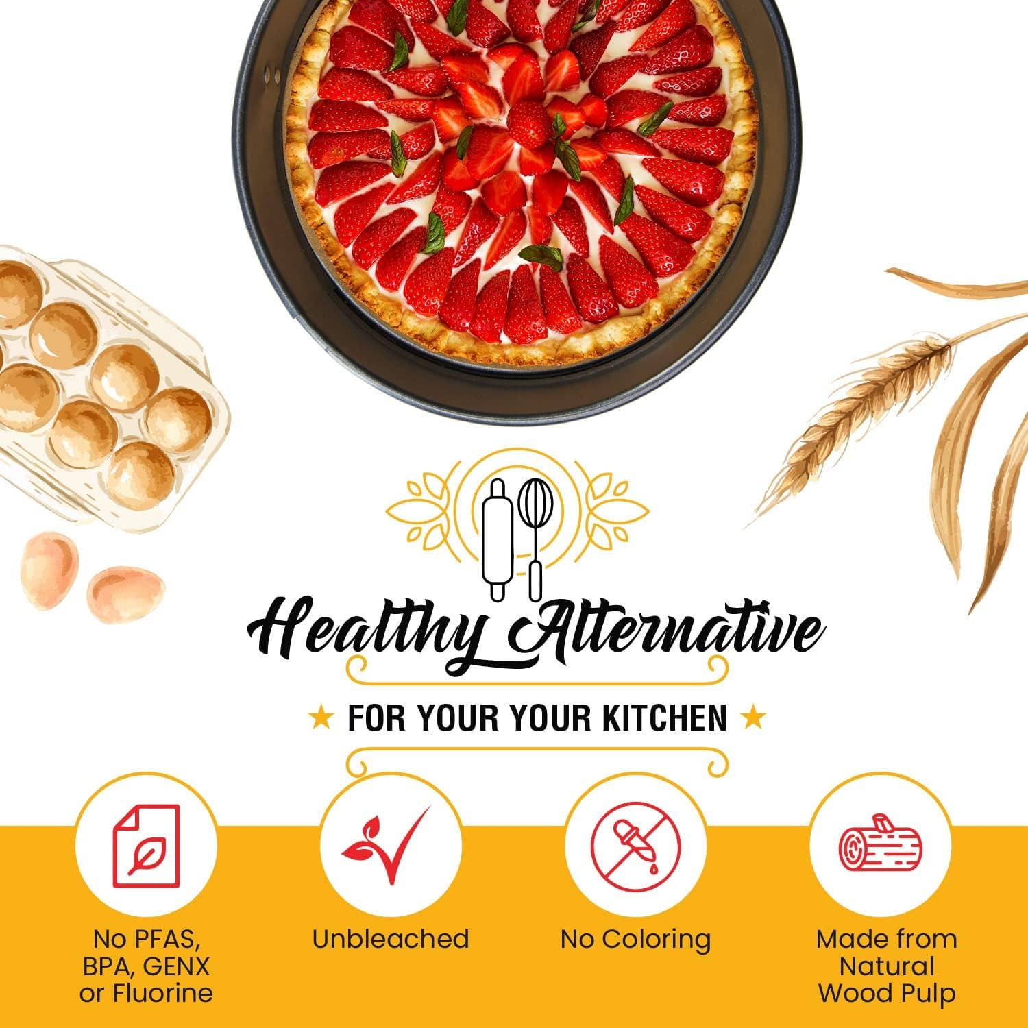 Baker's Signature - Wholesale Baking Sheet/Mat - [220 Liners] Heavy Duty 9 Inch Parchment Rounds Paper Baking Sheets | Precut Silicone Coated & Unbleached – Will Not Curl or Burn – Non-Toxic & Comes in Convenient Packaging2