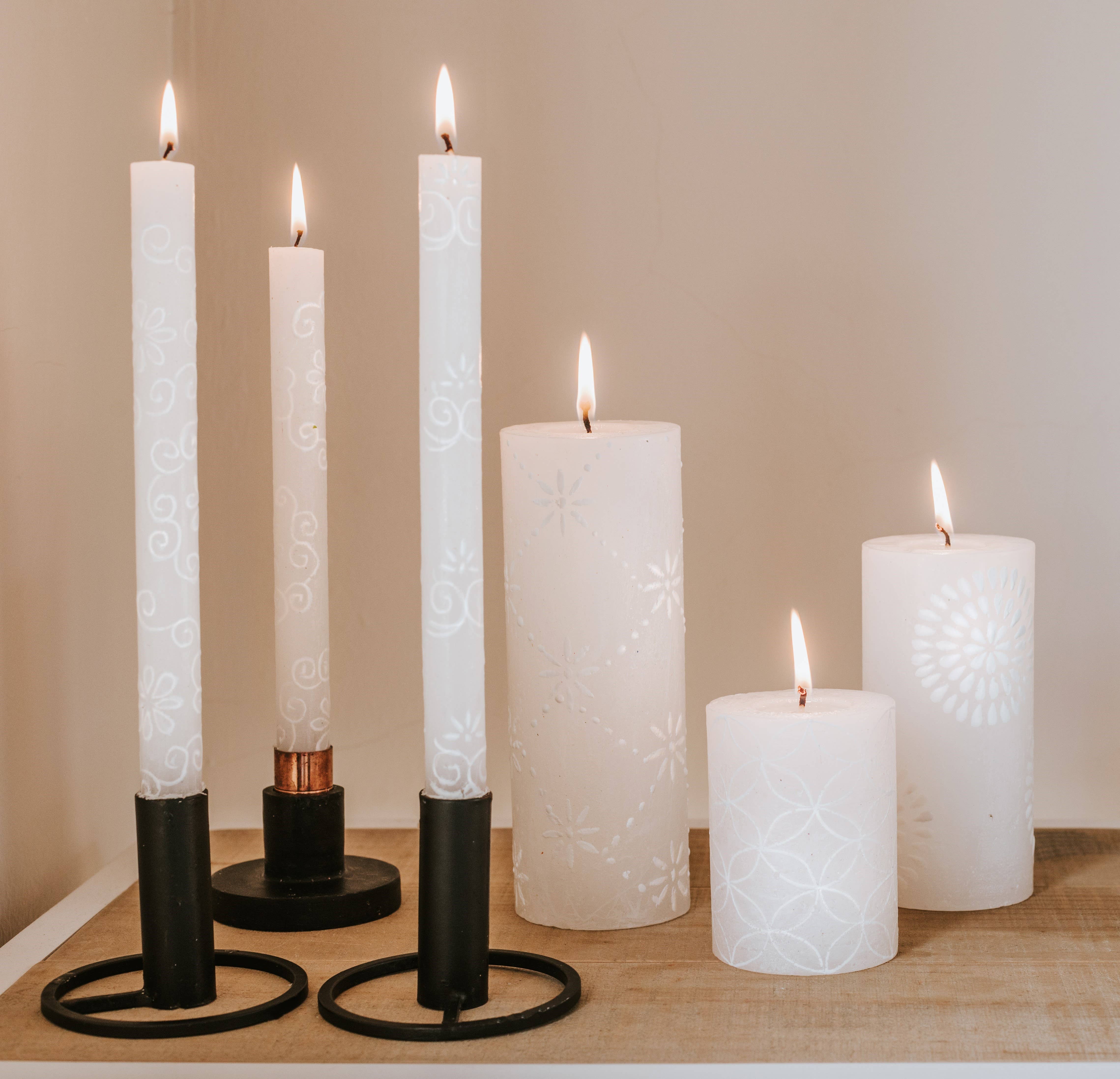 Thumbprint Artifacts - Wholesale Tapered Candle/Candlestick - White on White Candle10