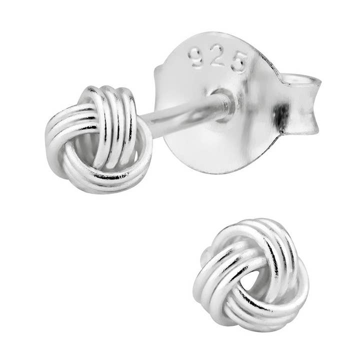 Sterling Silver Small Love Knot Stud Earrings for wholesale by Penny & Piper
