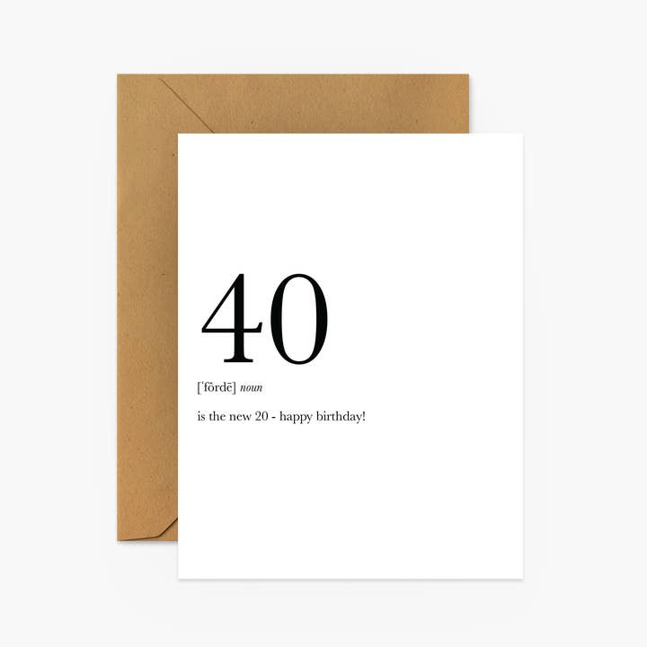 Footnotes - Wholesale Birthday Card - 40 Definition Birthday Greeting Card 40th Birthday Milestone