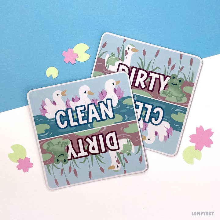 Pond Pals Clean/Dirty Dishwasher Magnet for wholesale by LompyArt