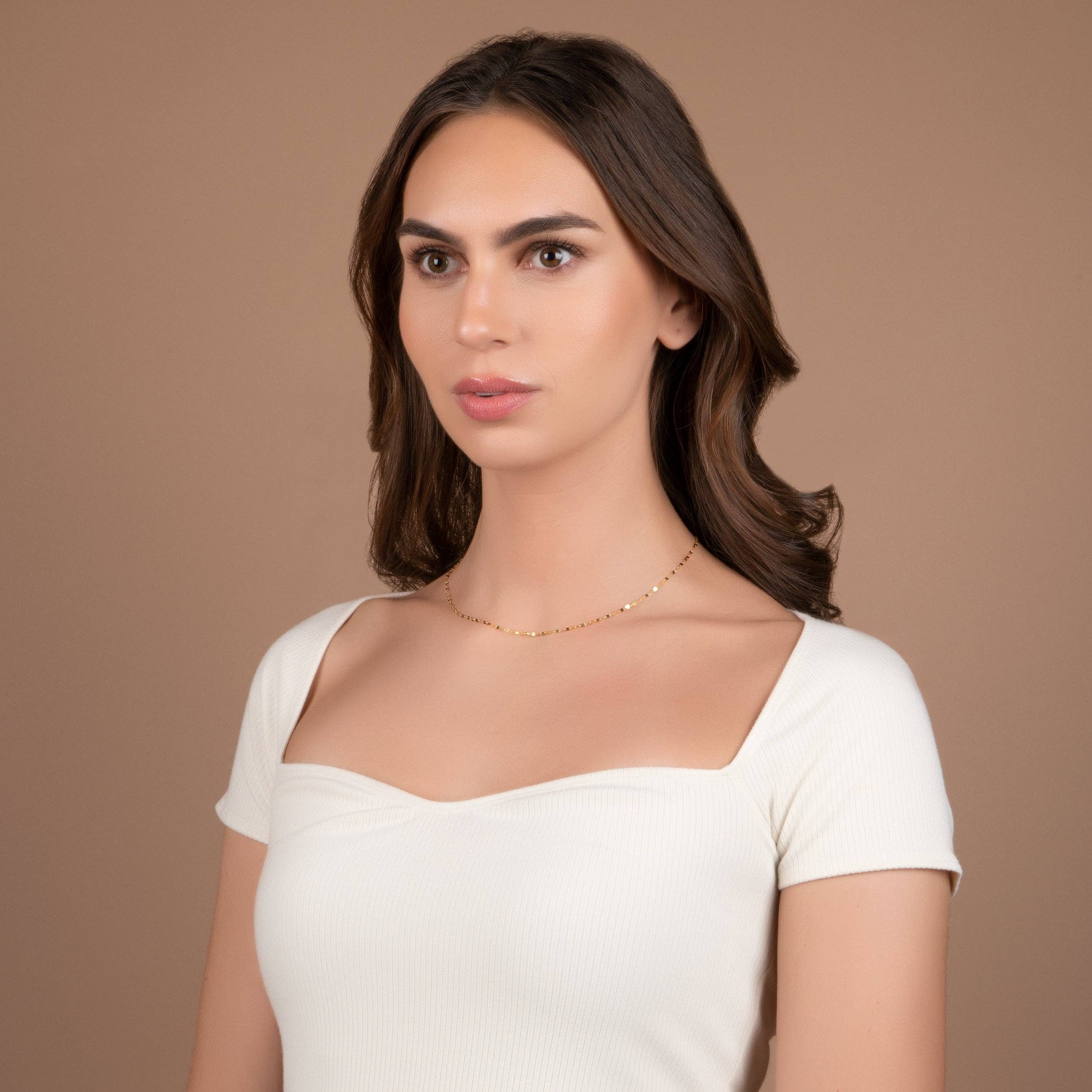 Pori Jewelry – Engroshandel Led/kæde halskæde – 14K guld diamant skåret spejl kæde2