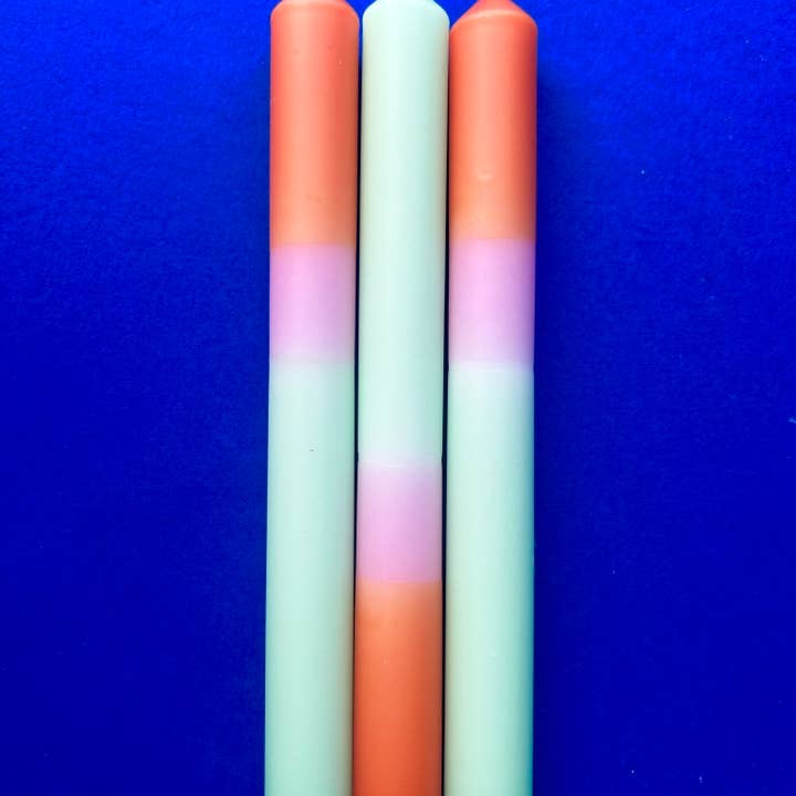 The Colour Emporium - Wholesale Tapered Candle/Candlestick - FISHERMAN'S FRIEND Dip Dye Dinner Candles Trio