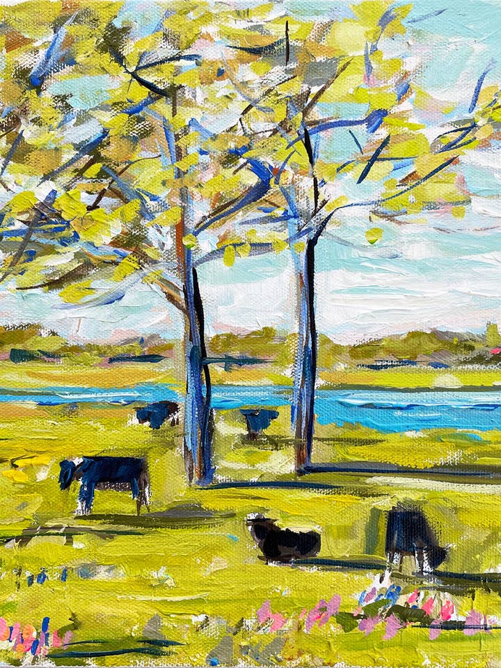 Landscape Print on Paper, "Spring by the River" for wholesale by Maren Devine Art