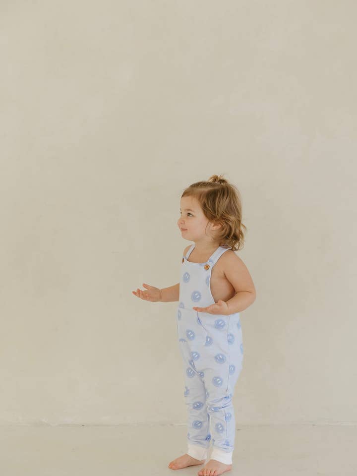 Blue Smiley | Daywear Terry Overalls for wholesale by Baylor Moon