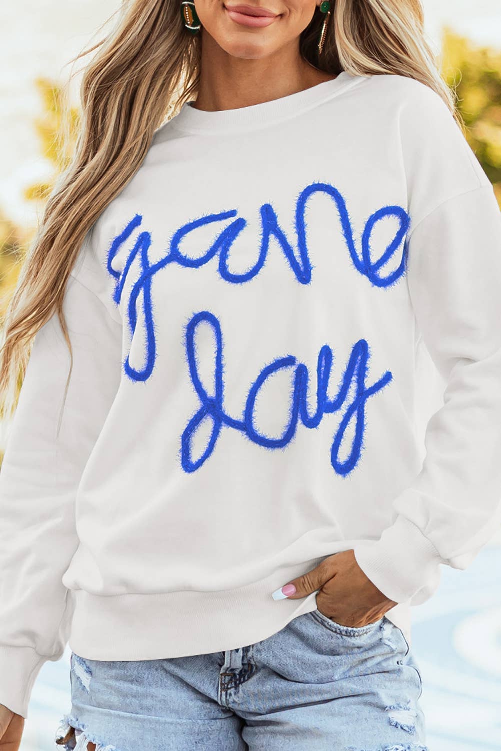 Little Daisy Closet - Wholesale Sweatshirt - Women's - LDC Fall Clothing Game Day Drop Shoulder Graphic Sweatshirt5