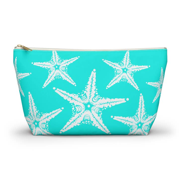 Blue Starfish Accessory bag. T bottom pouch for wholesale by Lyn Roma