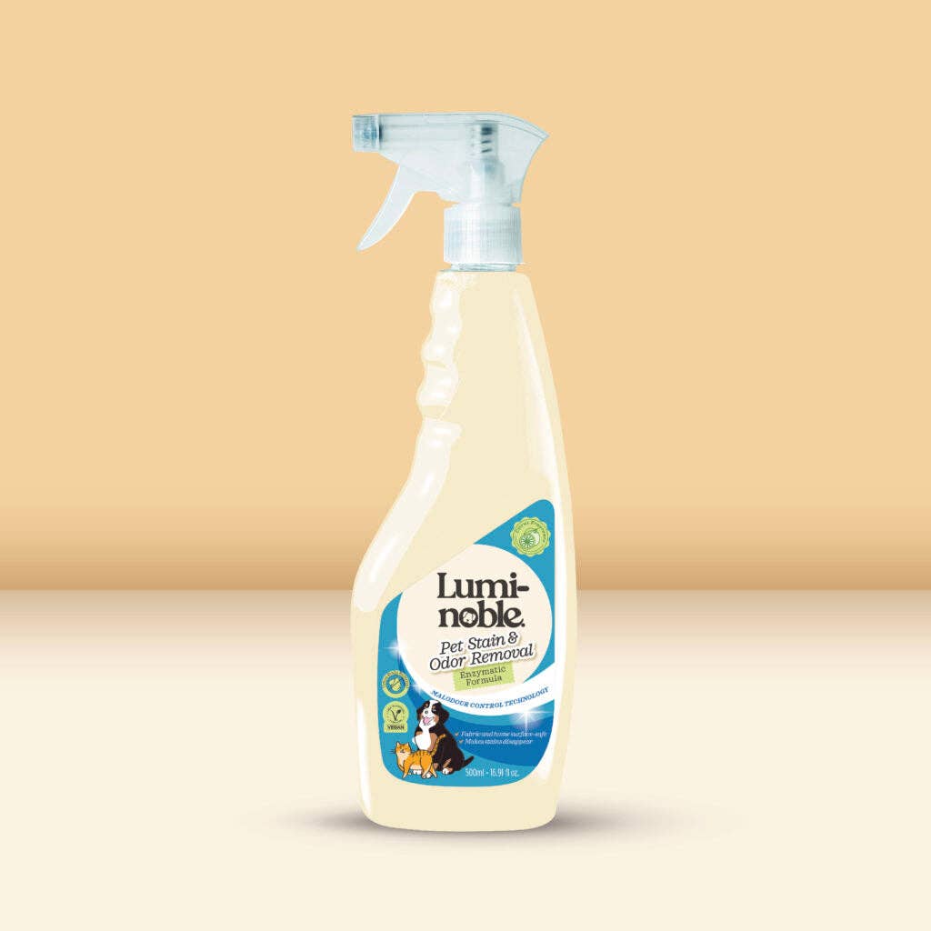 Lumi-noble - Wholesale Pet Cleaning Supplies - Stain & Odor Remover Spray โ Enzyme Powered Cleaner for Carpets, Furniture, Bedding & Floors | Natural & Vegan & Eco-Friendly | 16.91 fl.oz