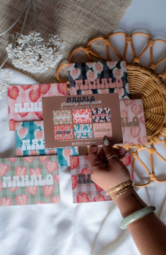 Bujo Bae - Wholesale Everyday Greeting Card - MAHALO in Hilo Anthurium | Greeting Card PACK1