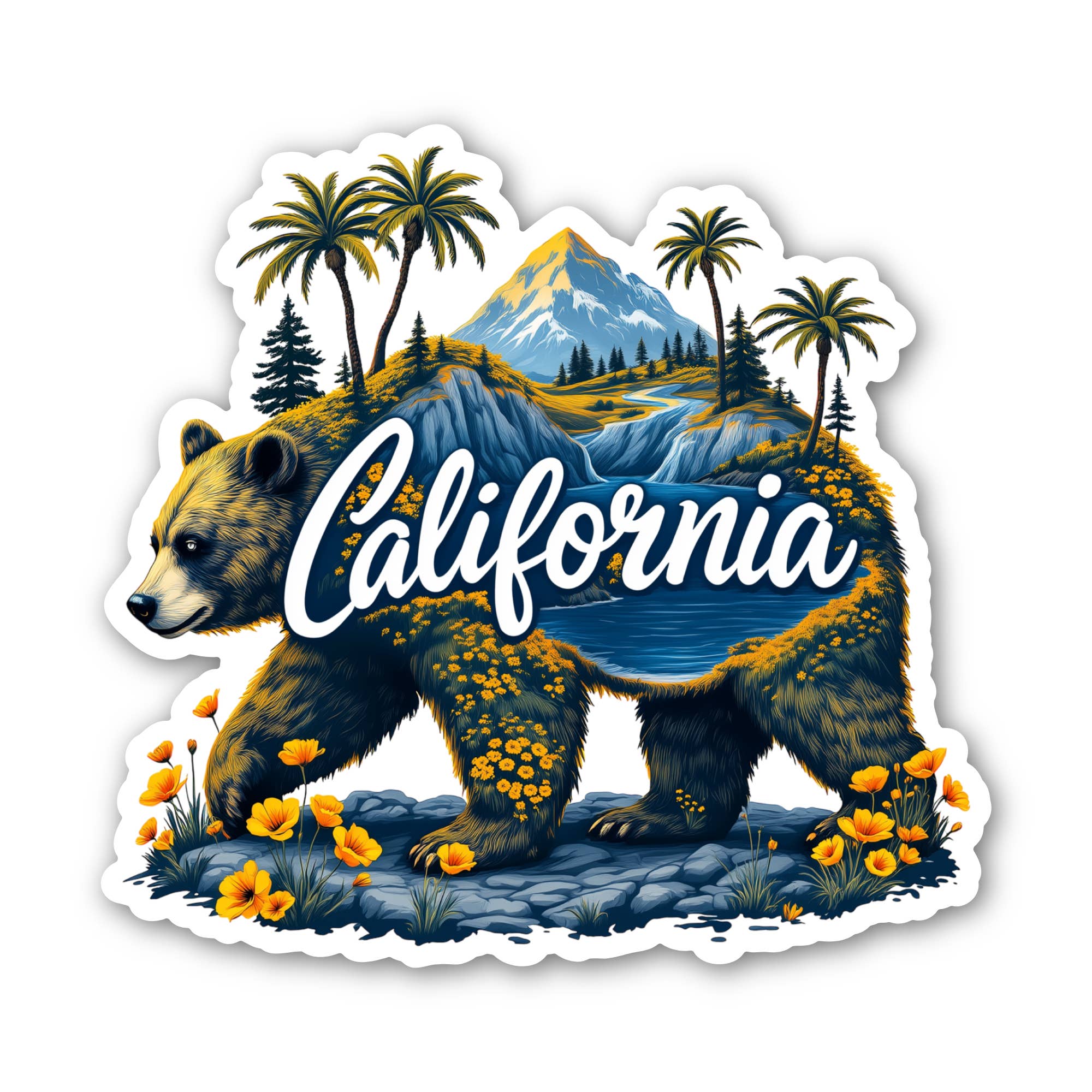 PiggyPrintStickers - Wholesale Sticker - California Sticker | Bear & Poppy State Map Vinyl Decal
