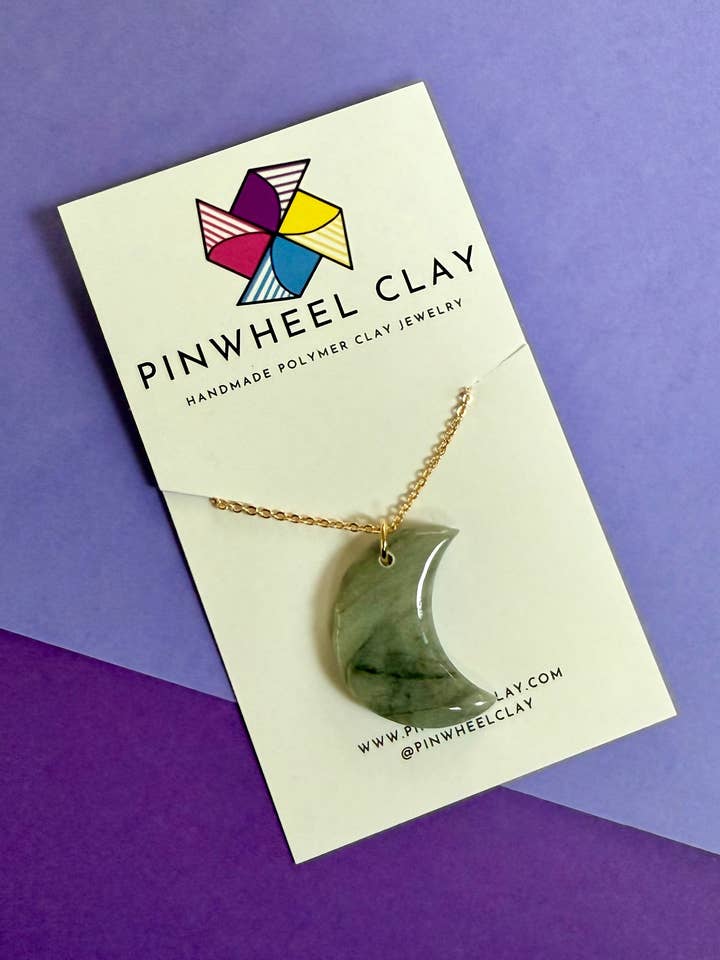 Necklace - grey moon for wholesale by Pinwheel Clay