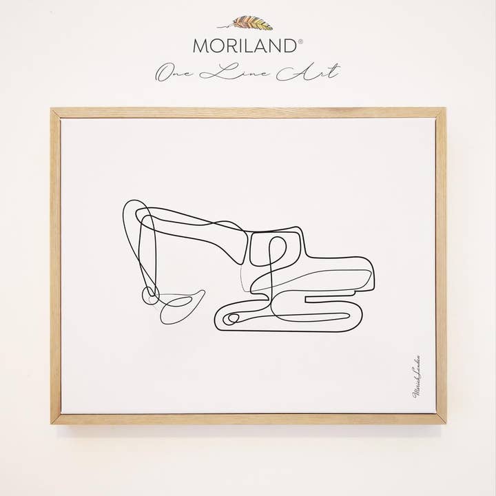 MORILAND – wholesale Konsttryck – Digger - One Line Art Ritning - Inramad Duk Tryck