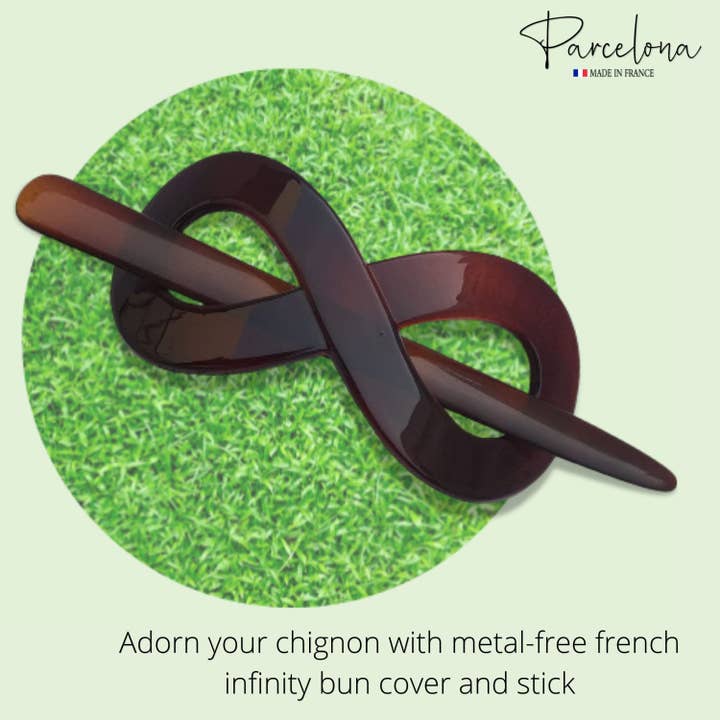 Parcelona - Wholesale Hair clip – Women’s - Parcelona French Infinity Medium Celluloid Hair Slider Bun Cover for Women13