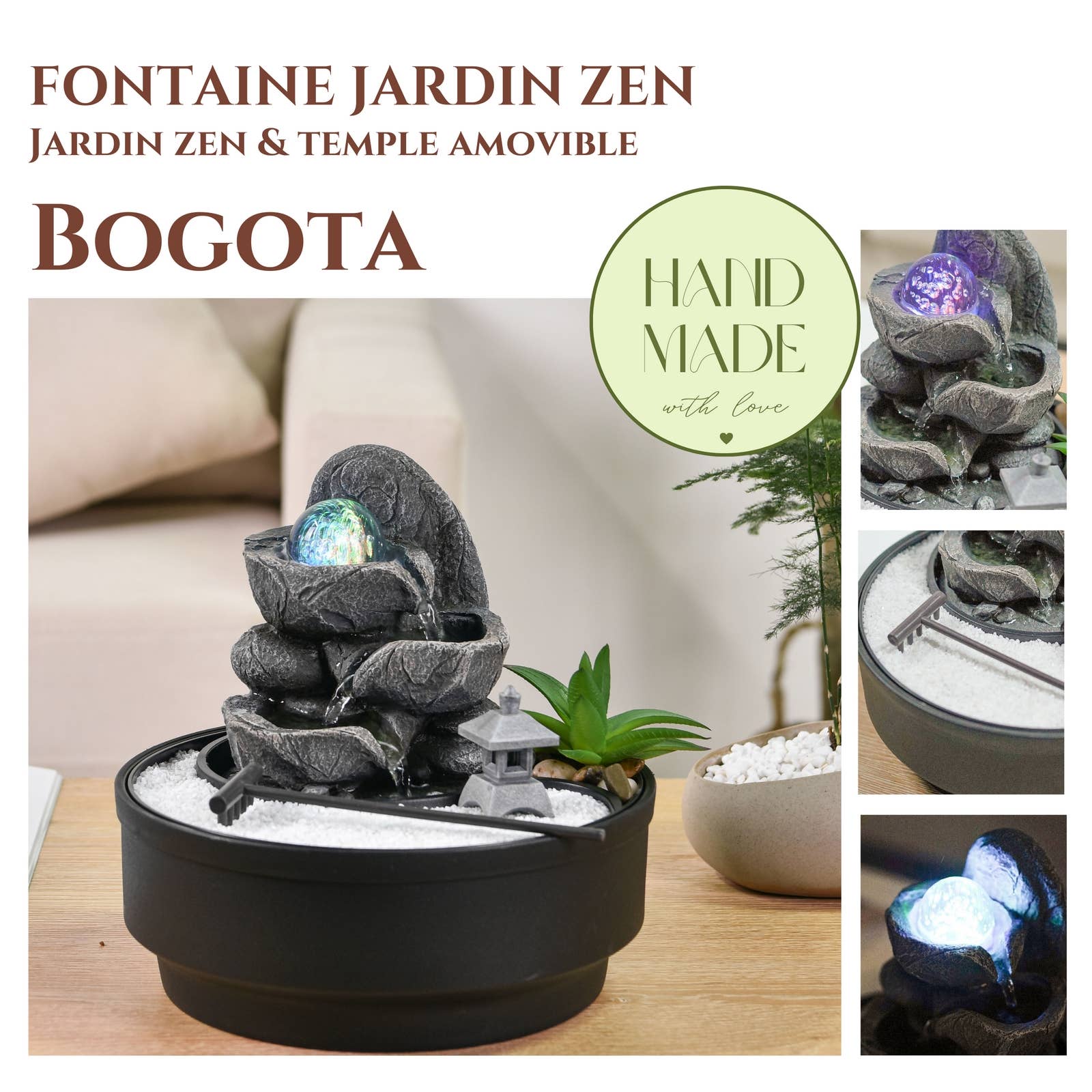 Zen'Arôme - Wholesale Decorative Tabletop Object - Zen Garden & Bogota Indoor Fountain - Zen Atmosphere Decor1